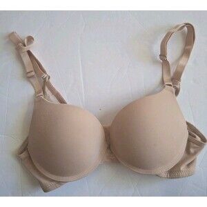 I Lumie Push Up Padded Bra Size 30A Beige Lace Band Plunge Underwire